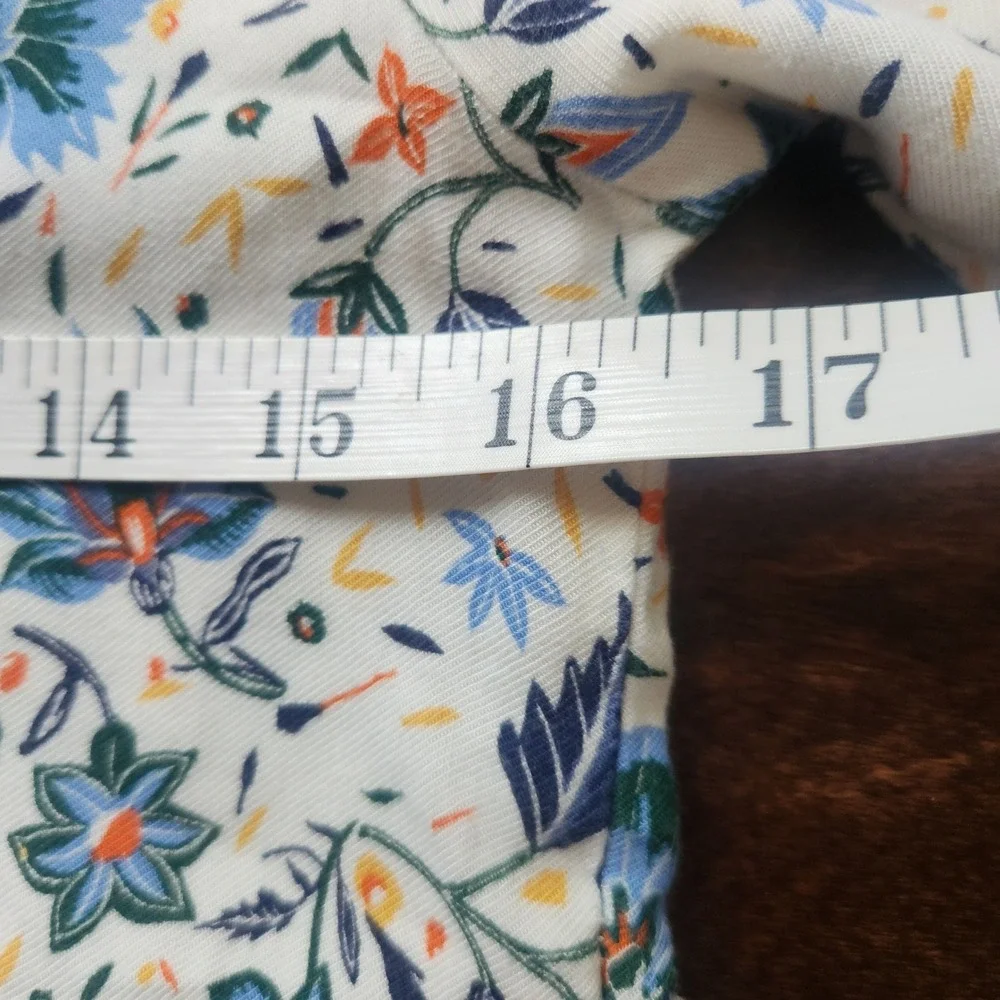 Old Navy Floral Tiered Dress Kids XL 14 Cream Blue Excellent Boho 3/4 Sleeve